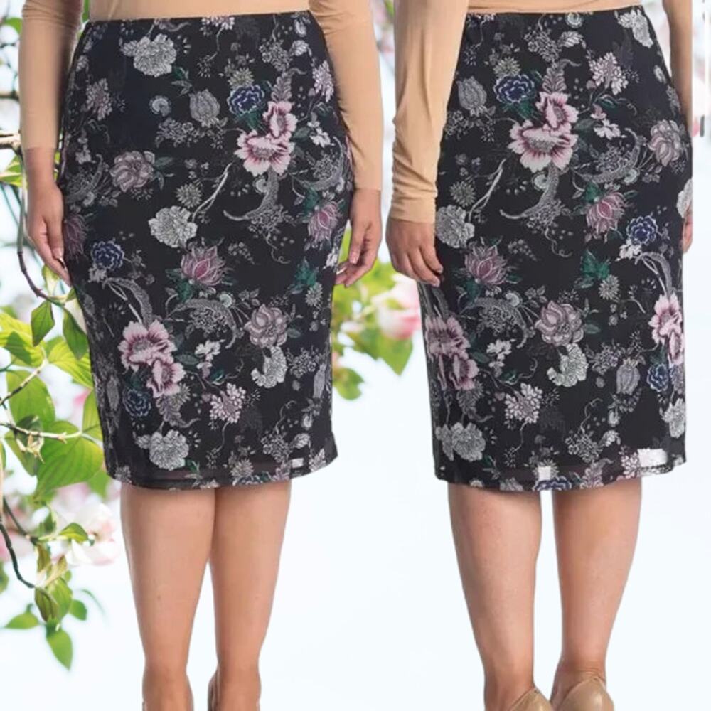 NWT - AFRM Midi Skirt Dress Black Floral Nordstrom Business Casual Size: L